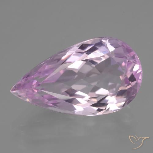 12.00캐럿 천연 체리 핑크 톤 쿤자이트, 배 모양, 20.1×11.6 mm, VVS
