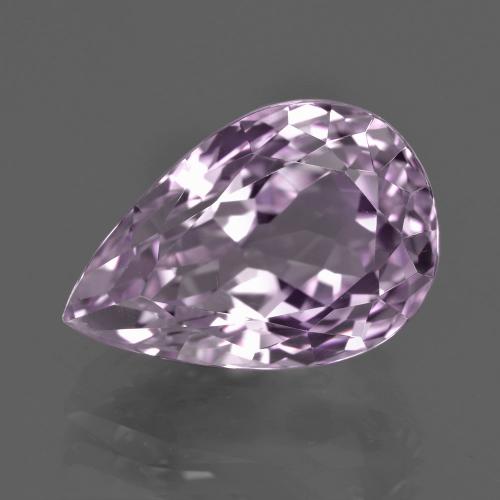 13.59캐럿 천연 매우 연한 바이올렛 쿤자이트, 배 모양, 17.4×11.8 mm, VVS