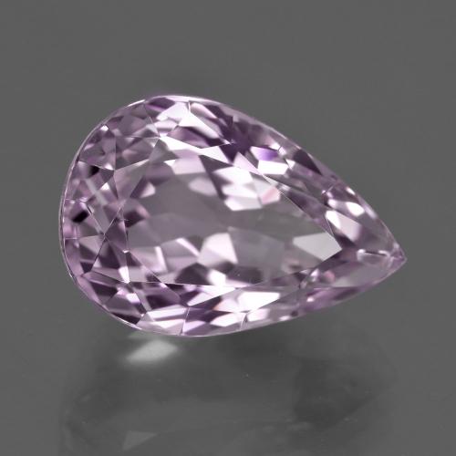13.59캐럿 천연 매우 연한 바이올렛 쿤자이트, 배 모양, 17.4×11.8 mm, VVS