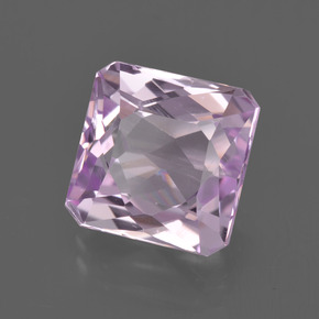 5.45캐럿 천연 핑크 쿤자이트, 에메랄드 컷, 9.7×9.7 mm, VVS-VS