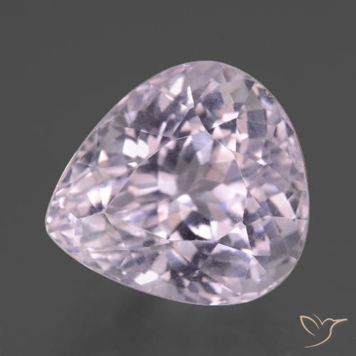 16.18캐럿 천연 아주 밝은 보라색 핑크 쿤자이트, 배 모양, 15.2×14.1 mm, VVS