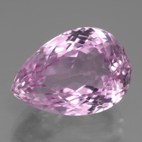18.24캐럿 천연 베리 라이트 로얄 퍼플 핑크 쿤자이트, 배 모양, 18.6×13.2 mm, VVS