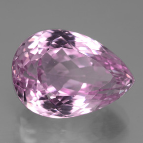 18.24캐럿 천연 베리 라이트 로얄 퍼플 핑크 쿤자이트, 배 모양, 18.6×13.2 mm, VVS