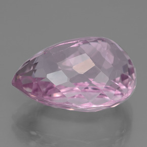 18.24캐럿 천연 베리 라이트 로얄 퍼플 핑크 쿤자이트, 배 모양, 18.6×13.2 mm, VVS