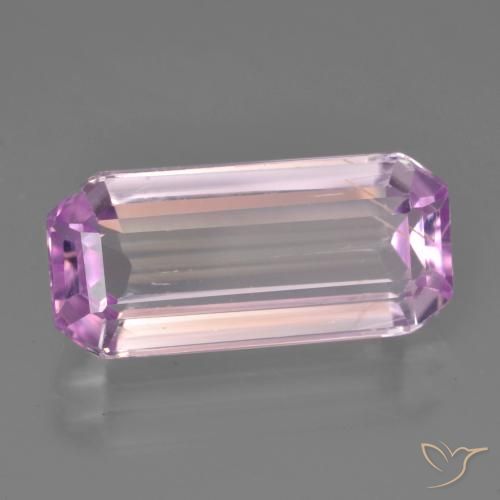 5.87ct 자연스러운 분홍빛이 도는 보라색 쿤자이트, 에메랄드 컷, VS