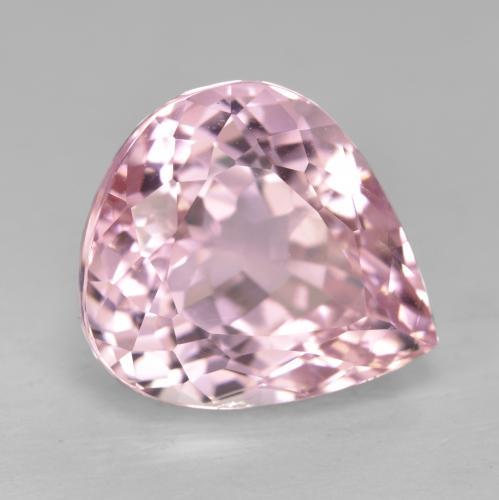 11.08캐럿 천연 매우 연한 핑크 쿤자이트, 배 모양, 14.1×12.7 mm, VS