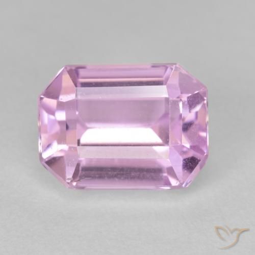 4.42캐럿 천연 매우 연한 핑크 쿤자이트, 에메랄드 컷, 10.2×7.6 mm, VS