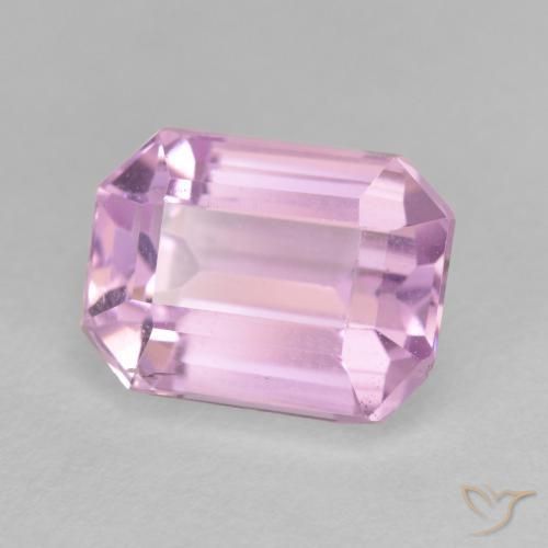 4.42캐럿 천연 매우 연한 핑크 쿤자이트, 에메랄드 컷, 10.2×7.6 mm, VS