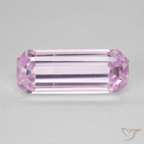 7.05ct 자연스러운 밝은 핑크 쿤자이트, 에메랄드 컷, VVS
