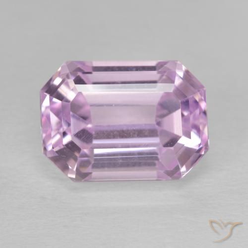 6.77ct 자연스러운 라이트 로얄 퍼플 핑크 쿤자이트, 에메랄드 컷, VVS-VS