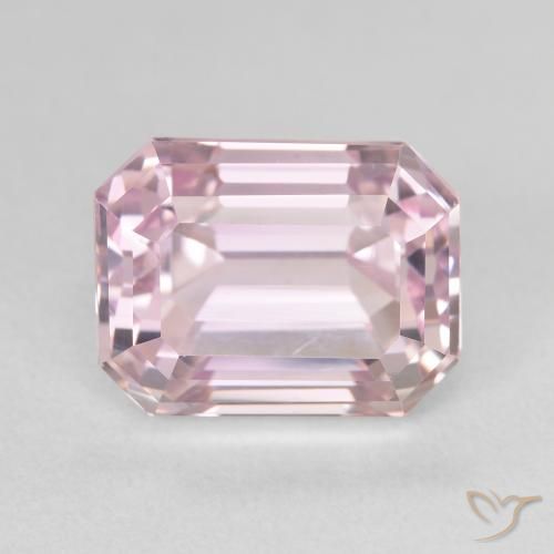 10.00ct 자연스러운 라이트 로즈 핑크 쿤자이트, 에메랄드 컷, VVS
