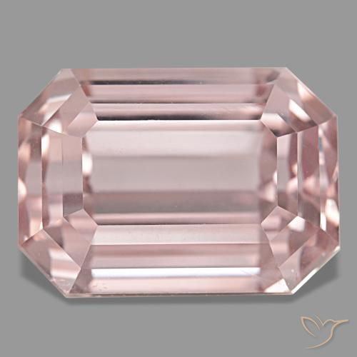 60.39캐럿 천연 로즈 핑크 쿤자이트, 에메랄드 컷, 24×17.1 mm, VVS-VS