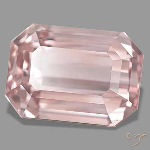 60.39캐럿 천연 로즈 핑크 쿤자이트, 에메랄드 컷, 24×17.1 mm, VVS-VS