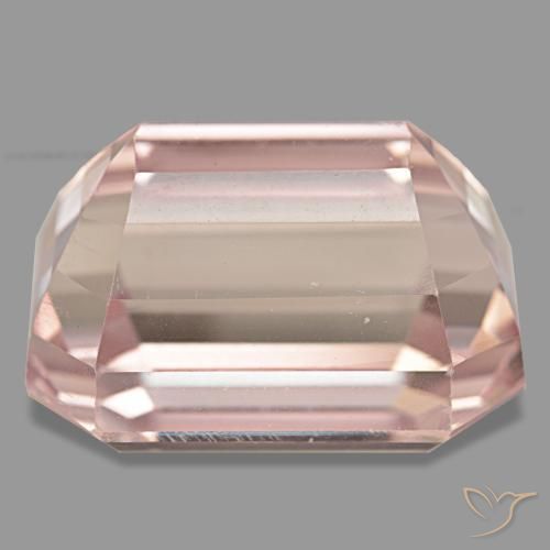 60.39캐럿 천연 로즈 핑크 쿤자이트, 에메랄드 컷, 24×17.1 mm, VVS-VS