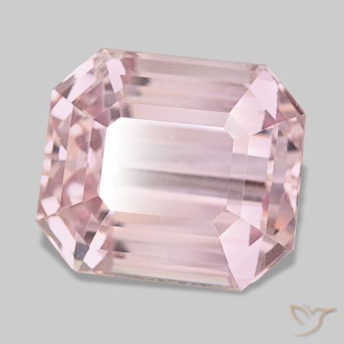 34.25캐럿 천연 Medium Light-Pink 쿤자이트, 에메랄드 컷, 18.4×16 mm, VVS-VS