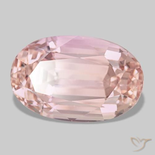 41.29캐럿 천연 라이트 핑크 쿤자이트, 타원형 컷, 23.7×15.3 mm, VVS-VS