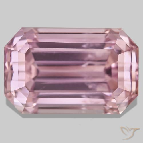61.71캐럿 천연 미디엄 핑크 쿤자이트, 에메랄드 컷, 25×16 mm, VS