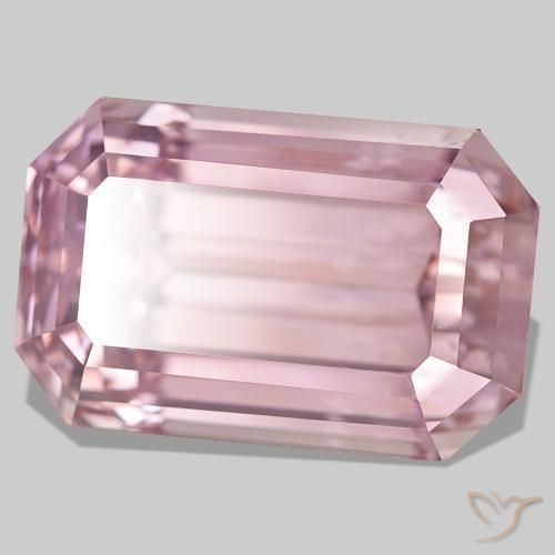 61.71캐럿 천연 미디엄 핑크 쿤자이트, 에메랄드 컷, 25×16 mm, VS