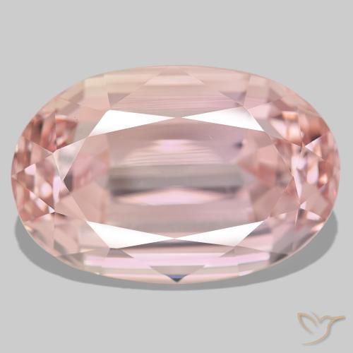 76.84캐럿 천연 라이트 핑크 쿤자이트, 타원형 컷, 29.7×19.8 mm, VVS