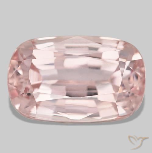 16.22캐럿 천연 라이트 코랄 핑크 쿤자이트, 쿠션 컷, 17.8×11.3 mm, VVS-VS