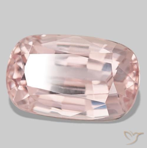 16.22캐럿 천연 라이트 코랄 핑크 쿤자이트, 쿠션 컷, 17.8×11.3 mm, VVS-VS