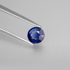 0.71캐럿 천연 딥 블루 카이아나이트, 라운드 컷, 5.40 mm, VS