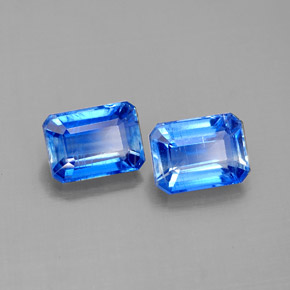 캐럿 천연 블루 카이아나이트 보석, 에메랄드 컷, 7.1×5.1 mm, VS-SI