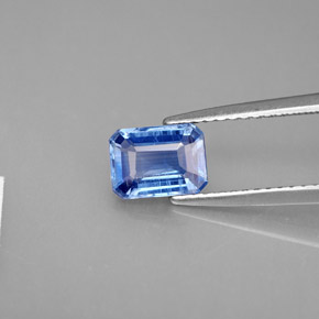 1.28캐럿 천연 블루 카이아나이트, 에메랄드 컷, 7.1×5.2 mm, VS-SI