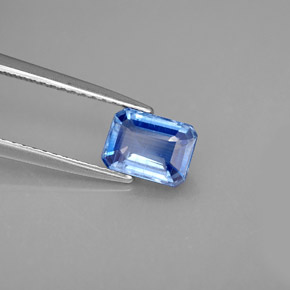 1.28캐럿 천연 블루 카이아나이트, 에메랄드 컷, 7.1×5.2 mm, VS-SI