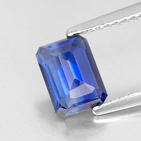 1.34캐럿 천연 블루 카이아나이트, 에메랄드 컷, 7.2×5.1 mm, VS