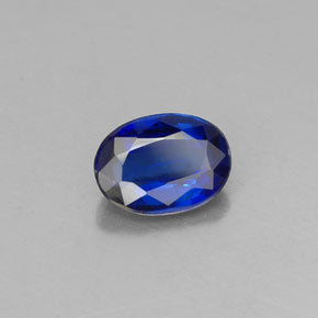 0.94캐럿 천연 딥 블루 카이아나이트, 타원형 컷, 7×5.1 mm, VS