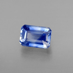 0.96캐럿 천연 블루 카이아나이트, 에메랄드 컷, 6.1×4.3 mm, VS
