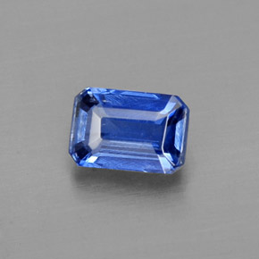 0.77캐럿 천연 블루 카이아나이트, 에메랄드 컷, 6×4.1 mm, VS