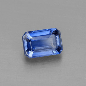0.77캐럿 천연 블루 카이아나이트, 에메랄드 컷, 6×4.1 mm, VS