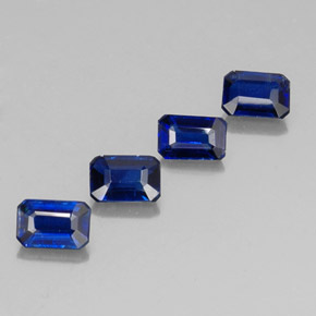 캐럿 천연 딥 블루 카이아나이트 보석, 에메랄드 컷, 6.1×4.1 mm, VS-SI