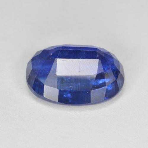 5.27캐럿 천연 딥 블루 카이아나이트, 타원형 컷, 12.4×9.2 mm, SI