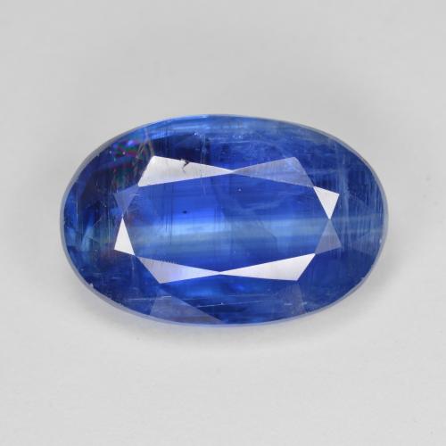 7.12캐럿 천연 딥 블루 카이아나이트, 타원형 컷, 14.7×9.6 mm, SI