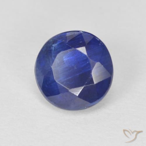 1.22캐럿 천연 딥 블루 카이아나이트, 라운드 컷, 6.19 mm, SI