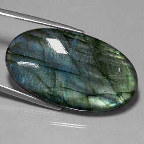 47.29캐럿 천연 멀티컬러 라브라도라이트, 투명한, 38.4×21.8 mm, 투명/반투명
