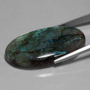 47.29캐럿 천연 멀티컬러 라브라도라이트, 투명한, 38.4×21.8 mm, 투명/반투명