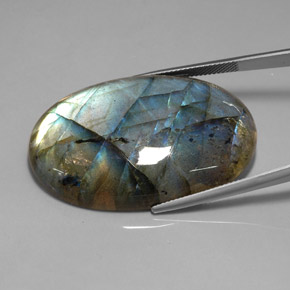 72.08캐럿 천연 멀티컬러 라브라도라이트, 투명한, 41.8×26.8 mm, 투명/반투명