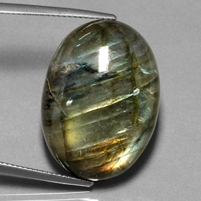 32.58캐럿 천연 멀티컬러 라브라도라이트, 투명한, 26.1×19 mm, 투명/반투명