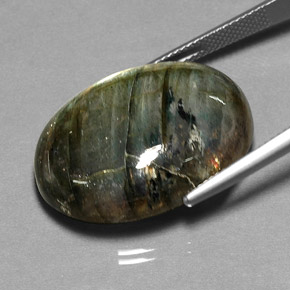 32.58캐럿 천연 멀티컬러 라브라도라이트, 투명한, 26.1×19 mm, 투명/반투명