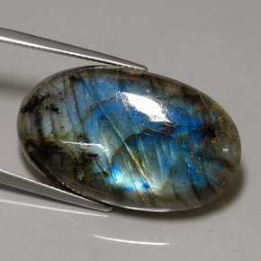 31.68캐럿 천연 멀티컬러 라브라도라이트, 투명한, 30.5×18.6 mm, 투명/반투명