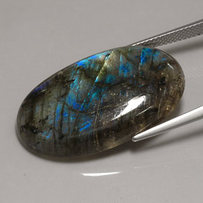 31.68캐럿 천연 멀티컬러 라브라도라이트, 투명한, 30.5×18.6 mm, 투명/반투명