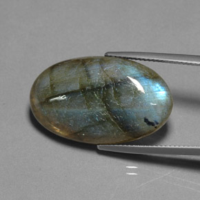 22.69캐럿 천연 멀티컬러 라브라도라이트, 투명한, 27.2×16.5 mm, 투명/반투명
