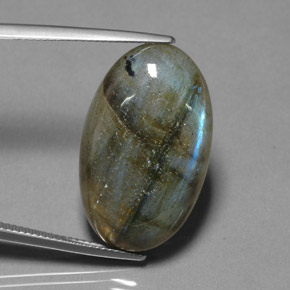 22.69캐럿 천연 멀티컬러 라브라도라이트, 투명한, 27.2×16.5 mm, 투명/반투명