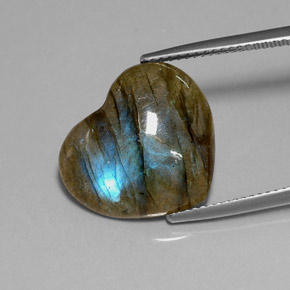 9.11캐럿 천연 멀티컬러 라브라도라이트, 투명한, 17.4×15.3 mm, 투명/반투명
