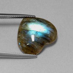 9.11캐럿 천연 멀티컬러 라브라도라이트, 투명한, 17.4×15.3 mm, 투명/반투명