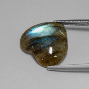 9.11캐럿 천연 멀티컬러 라브라도라이트, 투명한, 17.4×15.3 mm, 투명/반투명